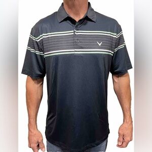 Callaway Mens XXL Opti-Dri Short Sleeve Golf Polo Shirt Black Striped Tennis Y2K